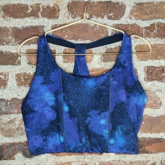 MTA Sport Large Blue &‎ Purple Starry Sky Racerback Sports Bra - Picture 1 of 7
